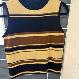 Sag Harbor Petite Black, Brown and Gold Knit Top